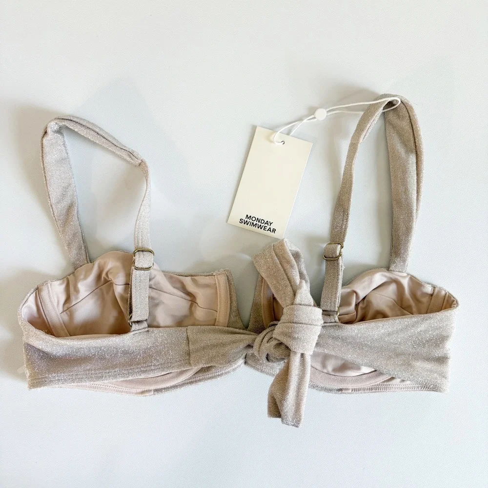 NWT Monday Swimwear Womens Pearl Shimmer Clovelly Underwire Bikini Top Size L